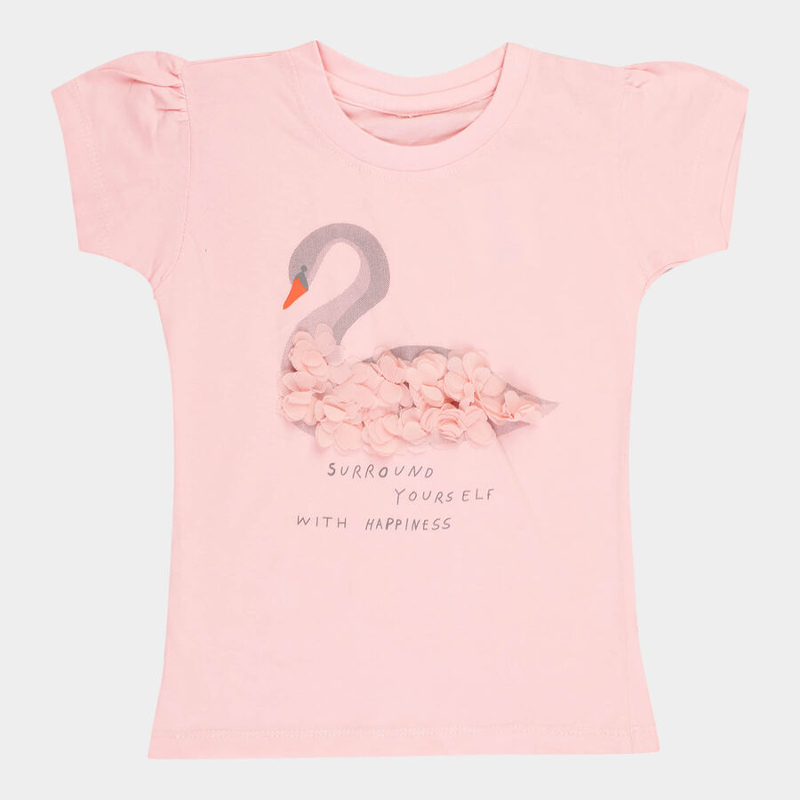 Girls Cotton T-Shirt, Light Pink, large image number null