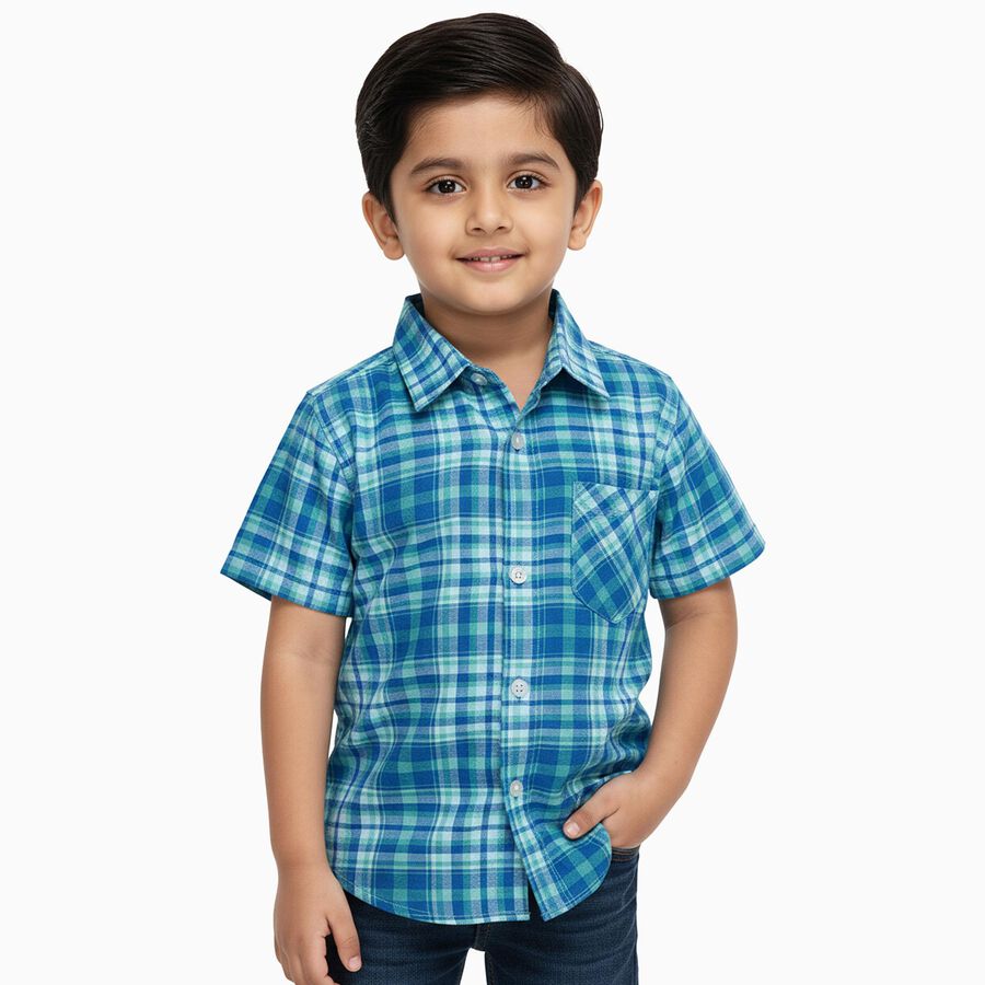Boys' Casual Shirt, हल्का हरा, large image number null