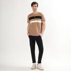 Men's Muted Beige Henley Neck Casual T-Shirt, गहरा पीला, small image number null