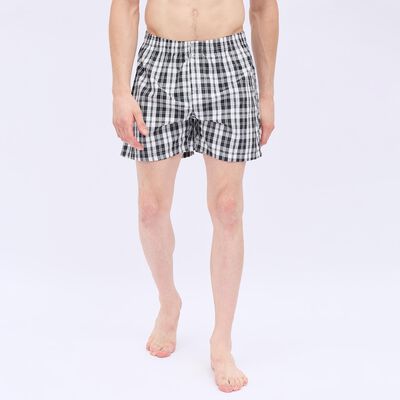 Men's Black And White Checked Elastic Waist Boxers