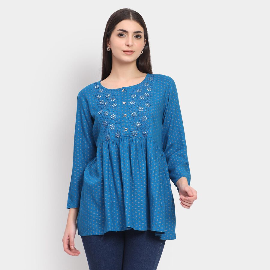 Ladies' Kurti, Teal Blue, large image number null