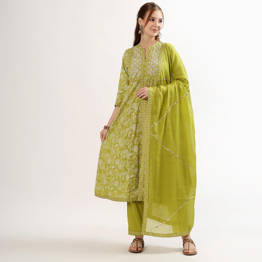 Ladies' 100% Cotton Kurta, Light Green, large image number null