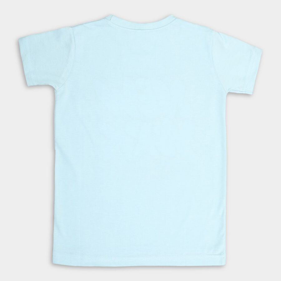Boys Round Neck T-Shirt, हल्का नीला, large image number null