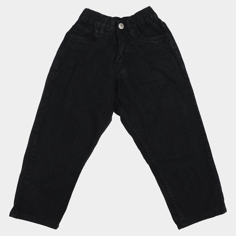 Boys Dark Grey Straight Fit Washed Jeans, गहरा ग्रे, large