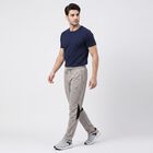 Men's Grey Slim Fit Panelled Track Pants, Light Grey, small