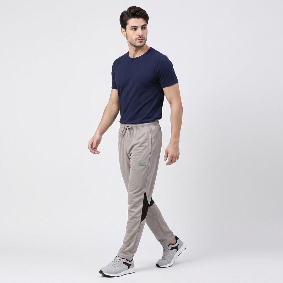 Men's Grey Slim Fit Panelled Track Pants, Light Grey, large