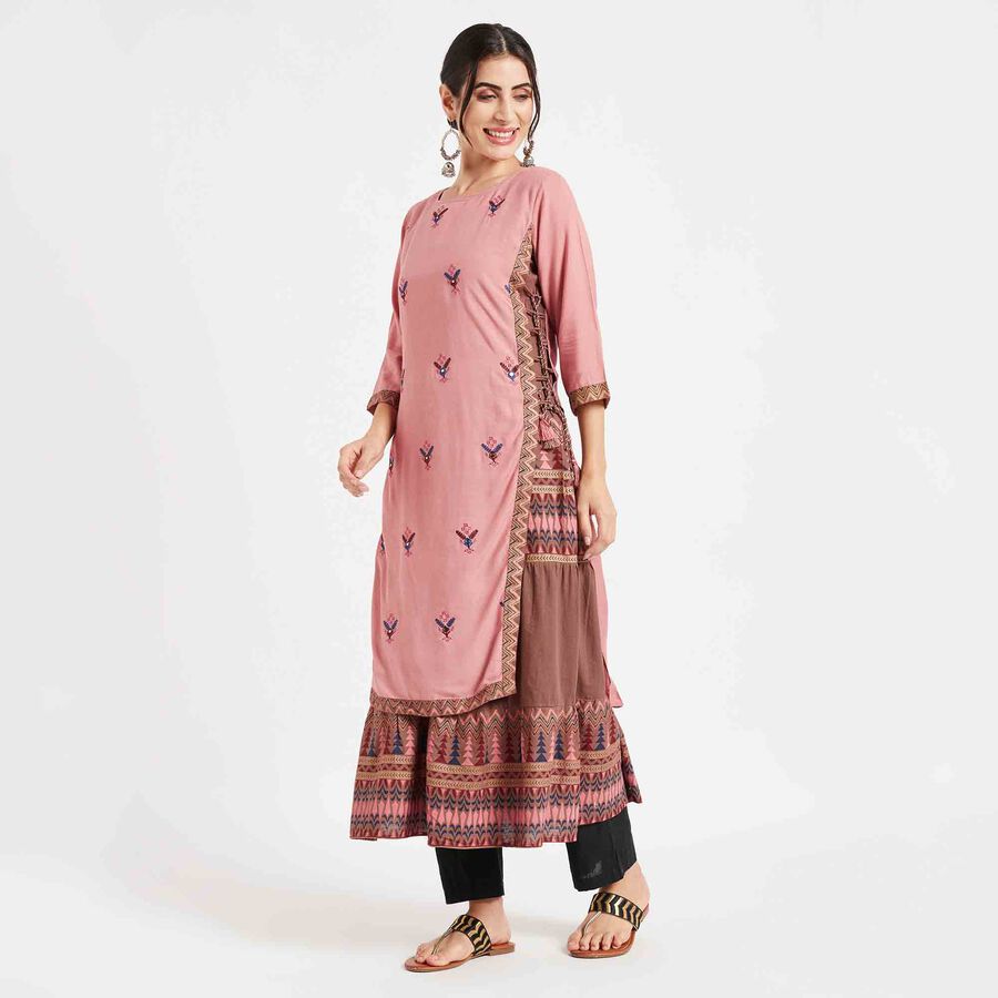 Embroidered Kurta, Peach, large image number null
