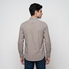 Men's Brown Cotton Spread Collar Casual Shirt, Brown, small