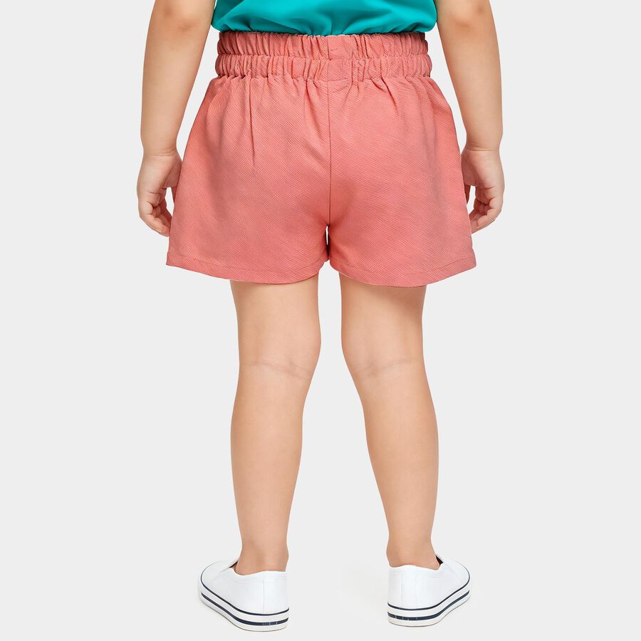 Girls' Peach Pleated Butterfly Shorts, Peach, large