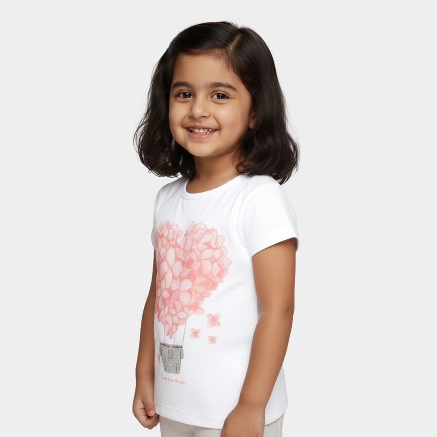 Girls' 100% Cotton T-Shirt, सफ़ेद, large image number null