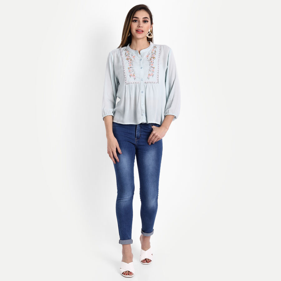 High Rise Skinny Jeans, Mid Blue, large image number null