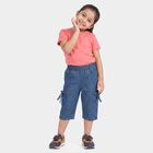 Girls' Light Blue Relaxed Fit Cargo Jeans, हल्का नीला, small