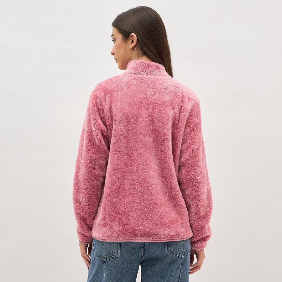 Women's Dusty Pink High Neck Casual Sweatshirt, गुलाबी, large image number null