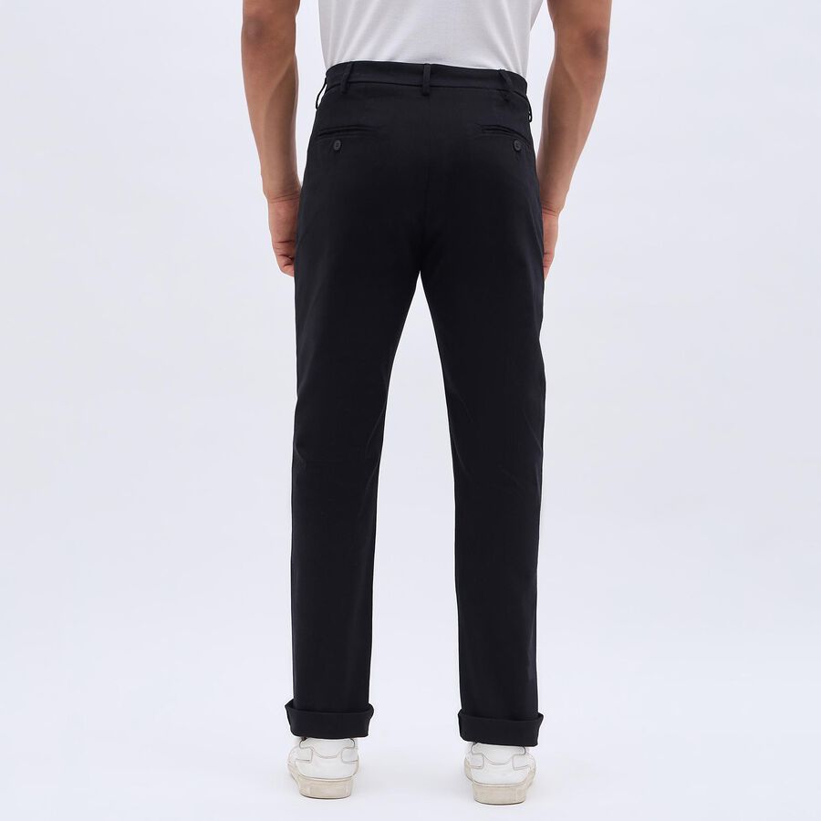 Men's Cross Pocket Slim Fit Casual Trousers, Black, large image number null