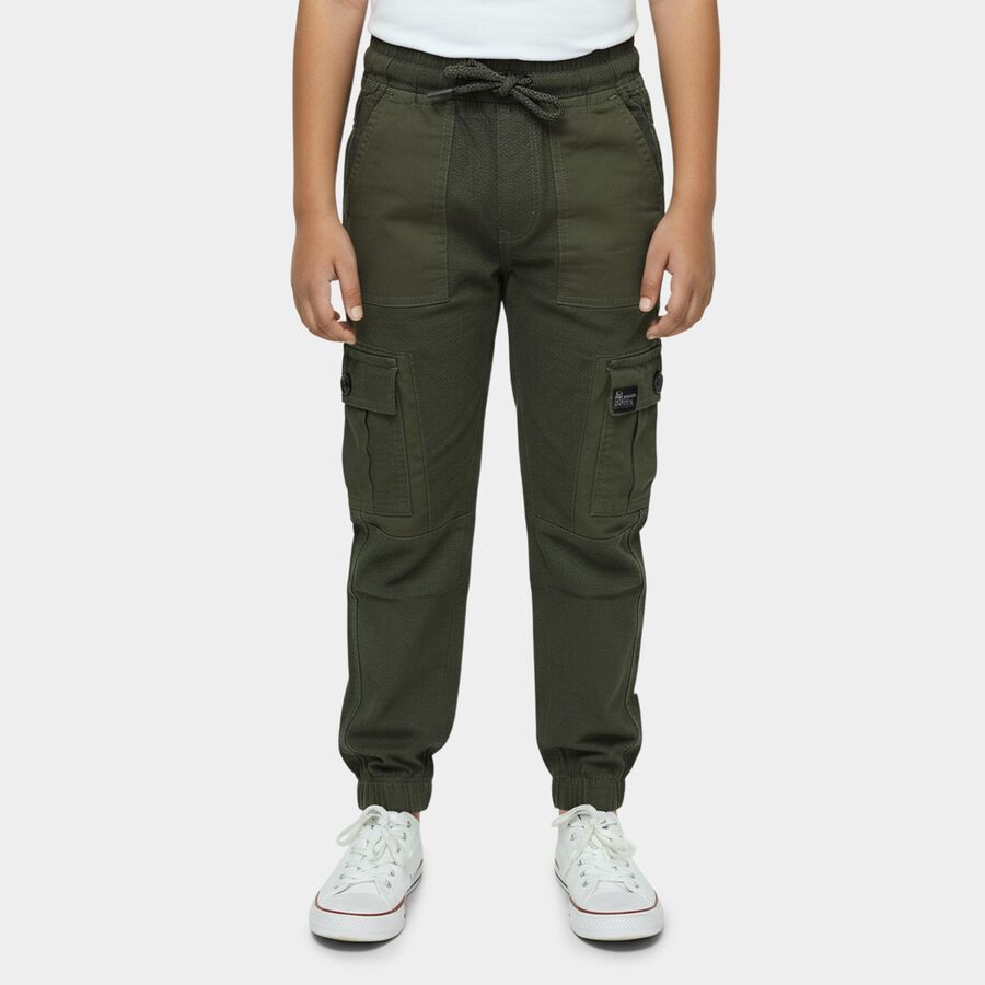 Boys' Light Grey Regular Fit Cargo Jogger Trousers, Dark Grey, large