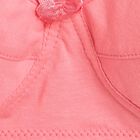 Women's Pink Cotton V-Neck Wireless Non-Padded Bra, Coral, small