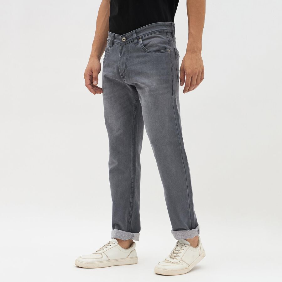 Men's Stonewashed Grey Slim Fit Jeans, हल्का ग्रे, large image number null