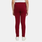 Girls' Red Slim Fit Solid Cotton Blend Legging, लाल, small