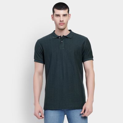 Men's Dark Forest Green Polo Neck T-Shirt