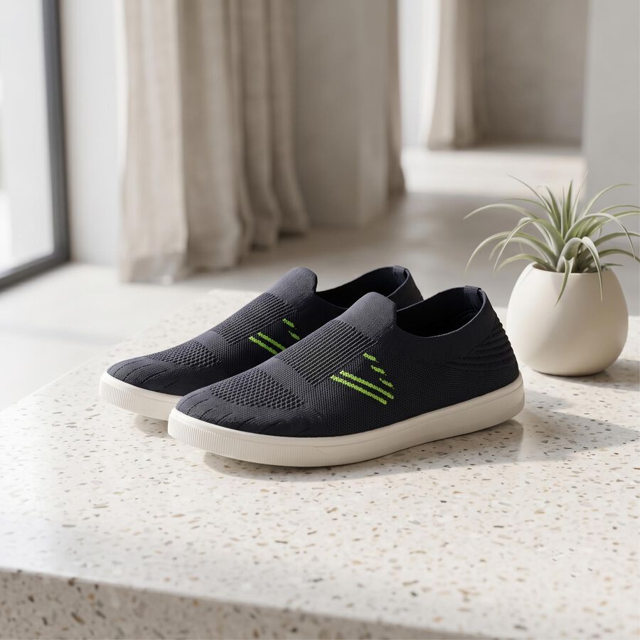Men's Grey Slip-On Casual Sneakers, ग्रे, large
