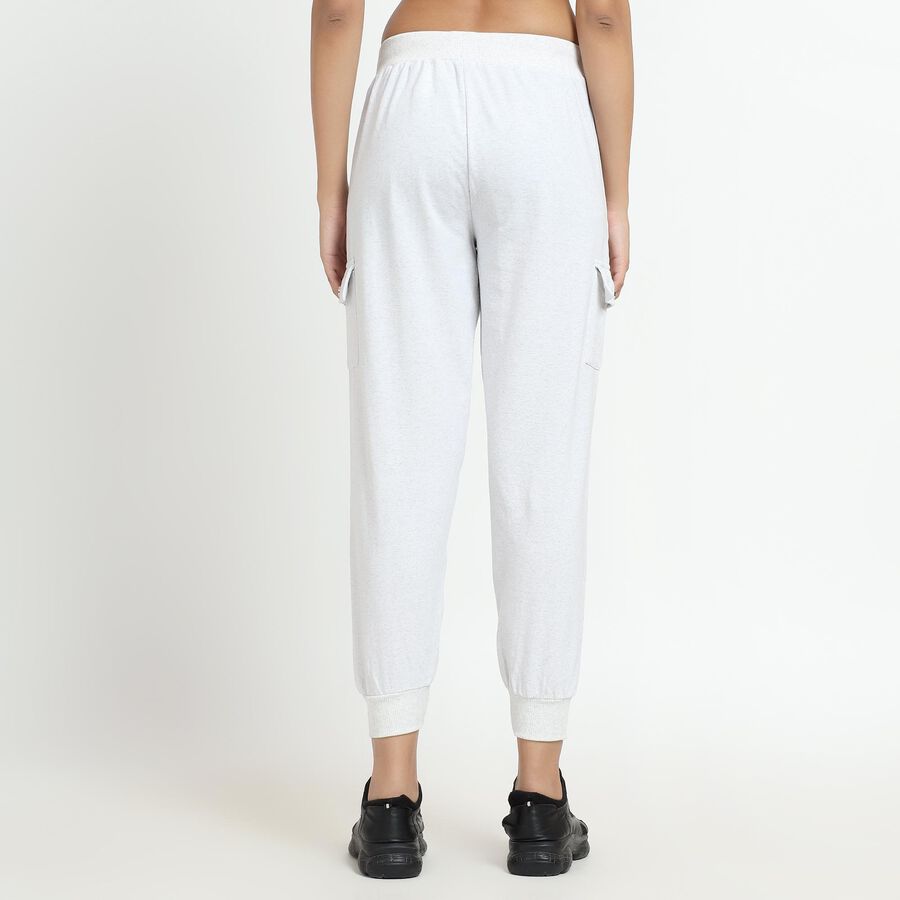 Ladies' Light Grey Regular Fit Cargo Jogger Track Pants, Melange Light Grey, large image number null