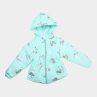 Girls' Aqua Hooded Puffer Jacket, Aqua, small