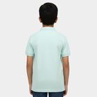 Boys Teal Cotton Blend Round Neck Casual T-Shirt, एक्वा, small