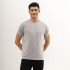 Men's Light Grey Round Neck T-Shirt, Light Grey, small