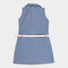 Girl's Embellished Straight Light Blue Frock, Light Blue, small image number null
