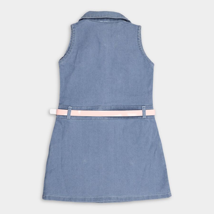 Girl's Embellished Straight Light Blue Frock, Light Blue, large image number null