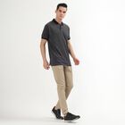 Men's Slim Fit Casual Trousers, खाकी, small