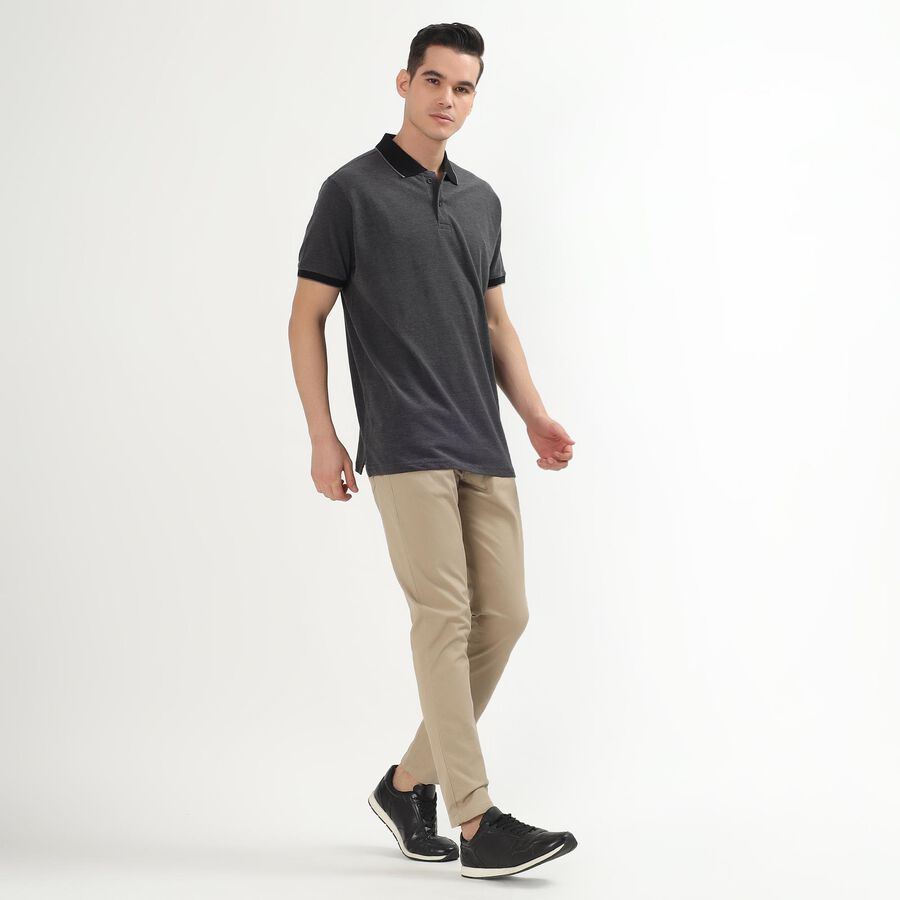 Men's Slim Fit Casual Trousers, खाकी, large