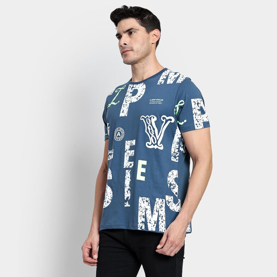 Men's 100% Cotton Round Neck T-Shirt, Dark Blue, large image number null
