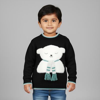 Infants Jet Black Crew Neck Classic Pullover