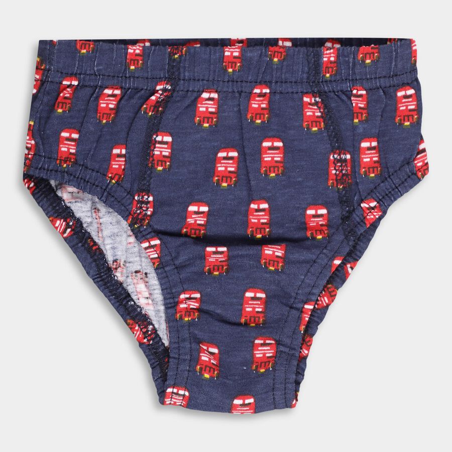 Boys' Solid Red and Navy Printed Cotton Briefs, नेवी ब्लू, large image number null