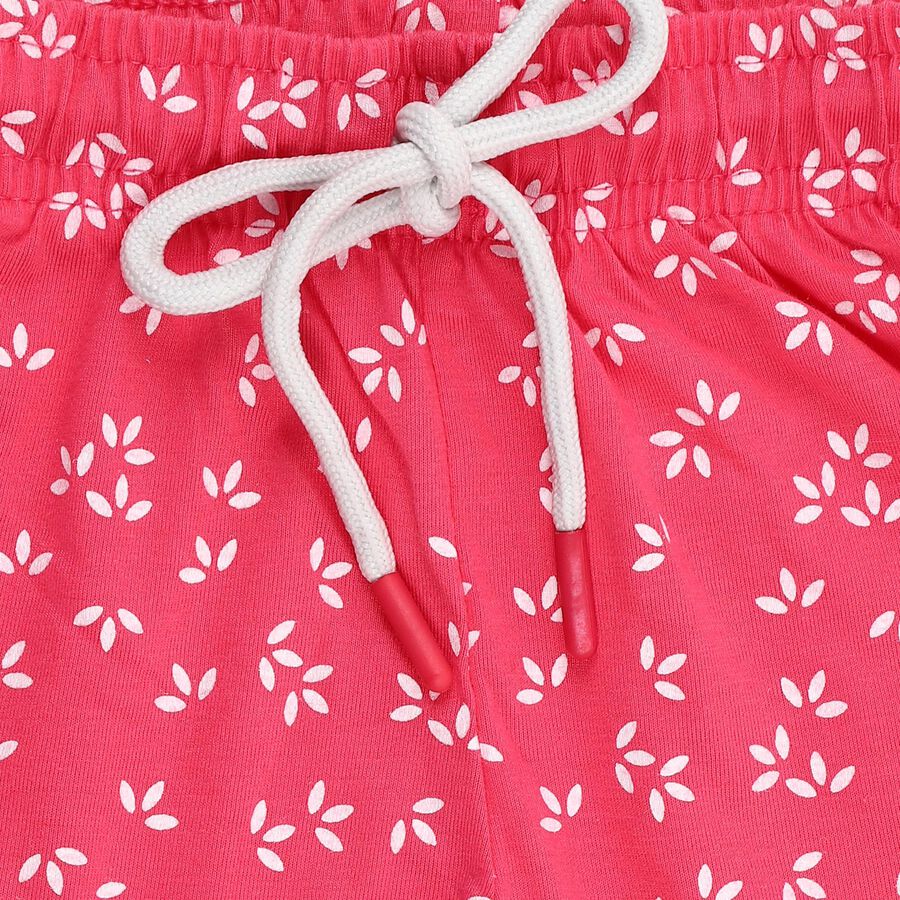 Girls' Vibrant Pink Floral Printed Cotton Blend Pyjama, गुलाबी, large image number null