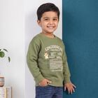Boys' Olive Green Crew Neck Graphic Print Sweatshirt, Olive, small