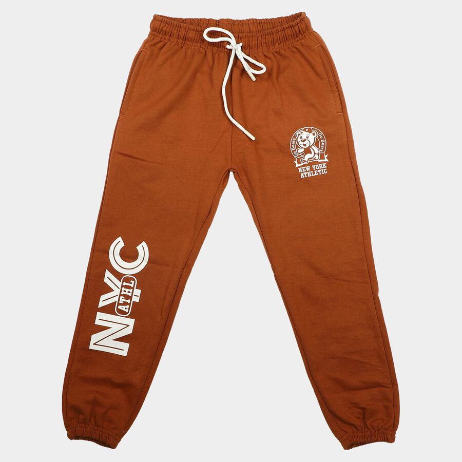 Boys Rust Jogger Graphic Printed Winter Pyjama, रस्ट, large
