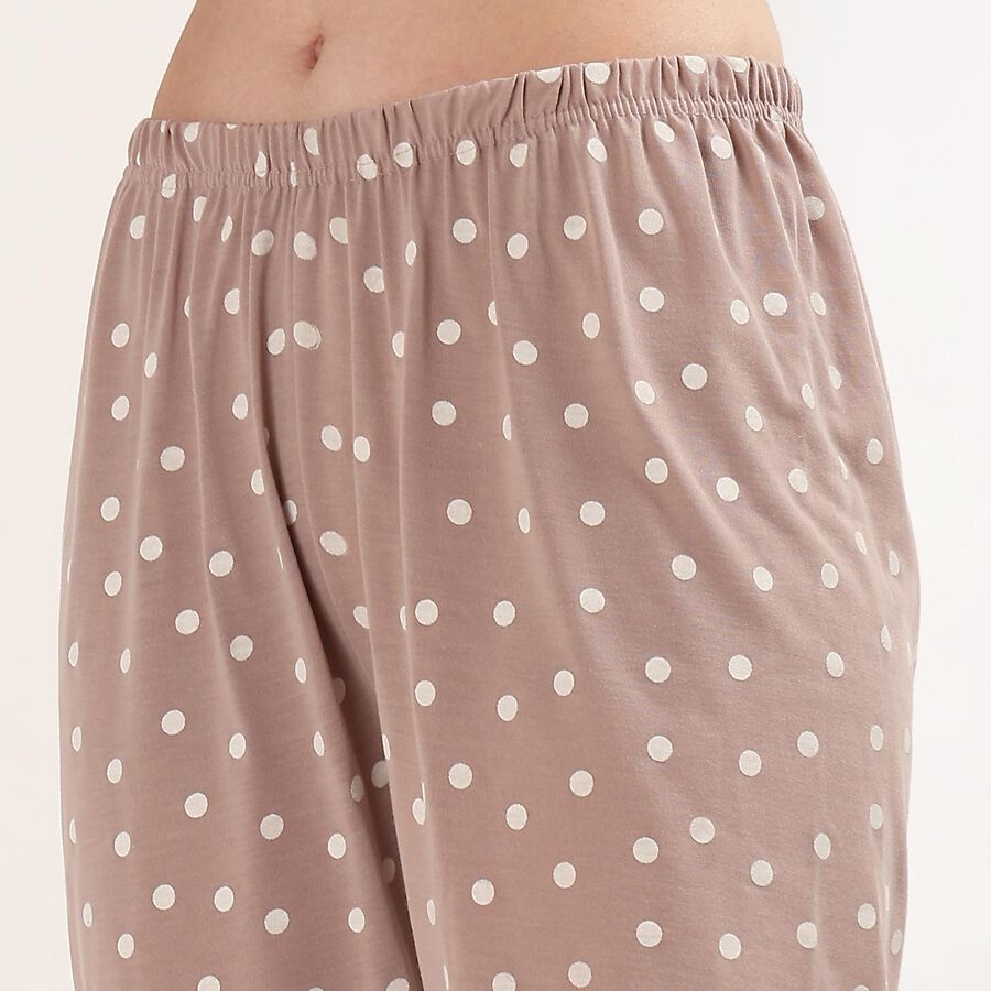 Women's Lilac Regular Fit Polka Dot Printed Pyjama, लाइलेक, large