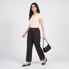 Women's Black Regular Fit Embroidered Palazzos, काला, small
