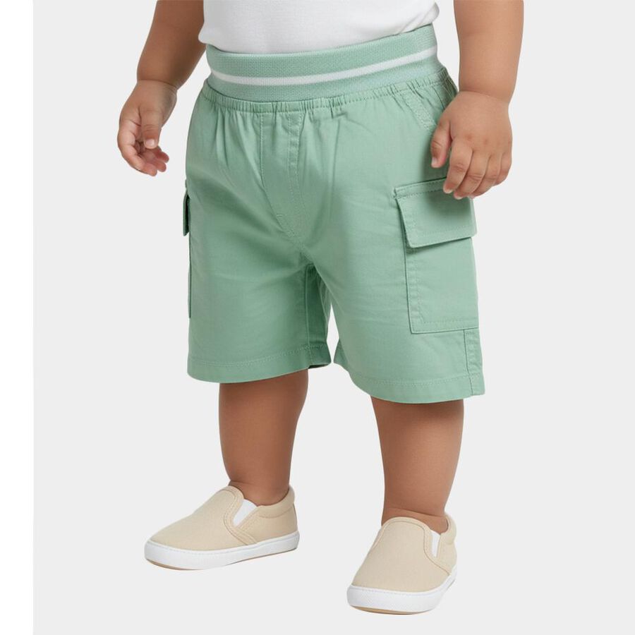 Infants' Mint Green Regular Fit Cargo Half Pant, Light Green, large