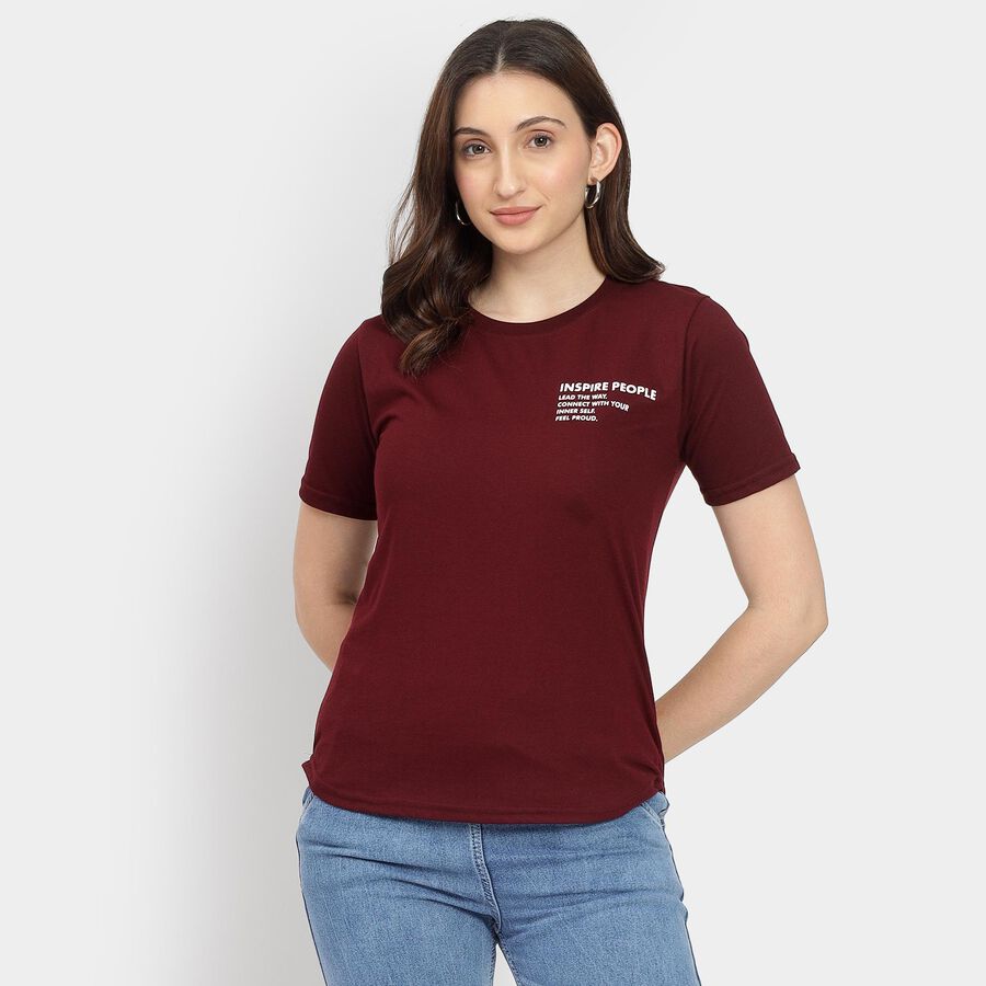 Ladies' Round Neck T-Shirt, Wine, large image number null
