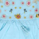 Girls' Blue Regular Fit Embroidered Frock, Aqua, small