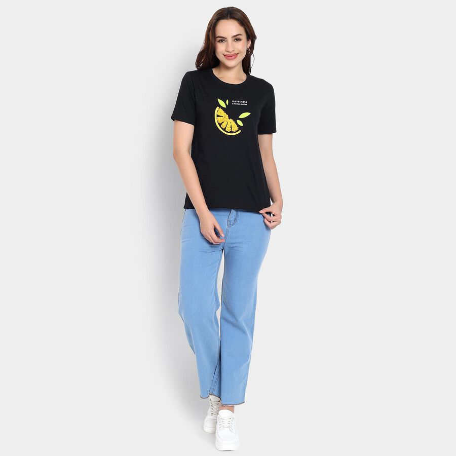 Ladies' Round Neck T-Shirt, Black, large image number null