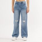 Women's Light Bleached Blue Regular Fit High-Rise Jeans, Mid Blue, small image number null