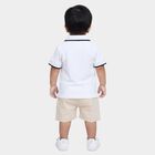 Infants' Beige 100% Cotton Polo Neck Colorblocked Baba Suit, Beige, small