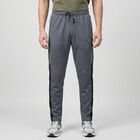 Men's Grey Regular Fit Side-Panel Track Pants, Dark Grey, small