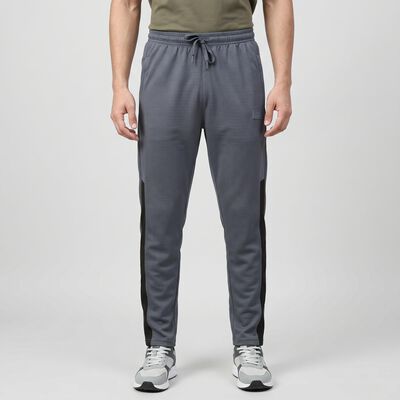 Men's Grey Regular Fit Side-Panel Track Pants