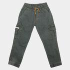 Boys' Olive Green Relaxed Fit Cargo Jeans, ओलिव, small