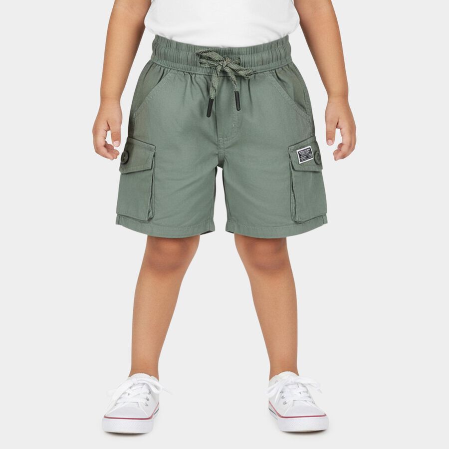 Boys' Olive Green Cotton Cargo Bermuda Shorts, Light Green, large